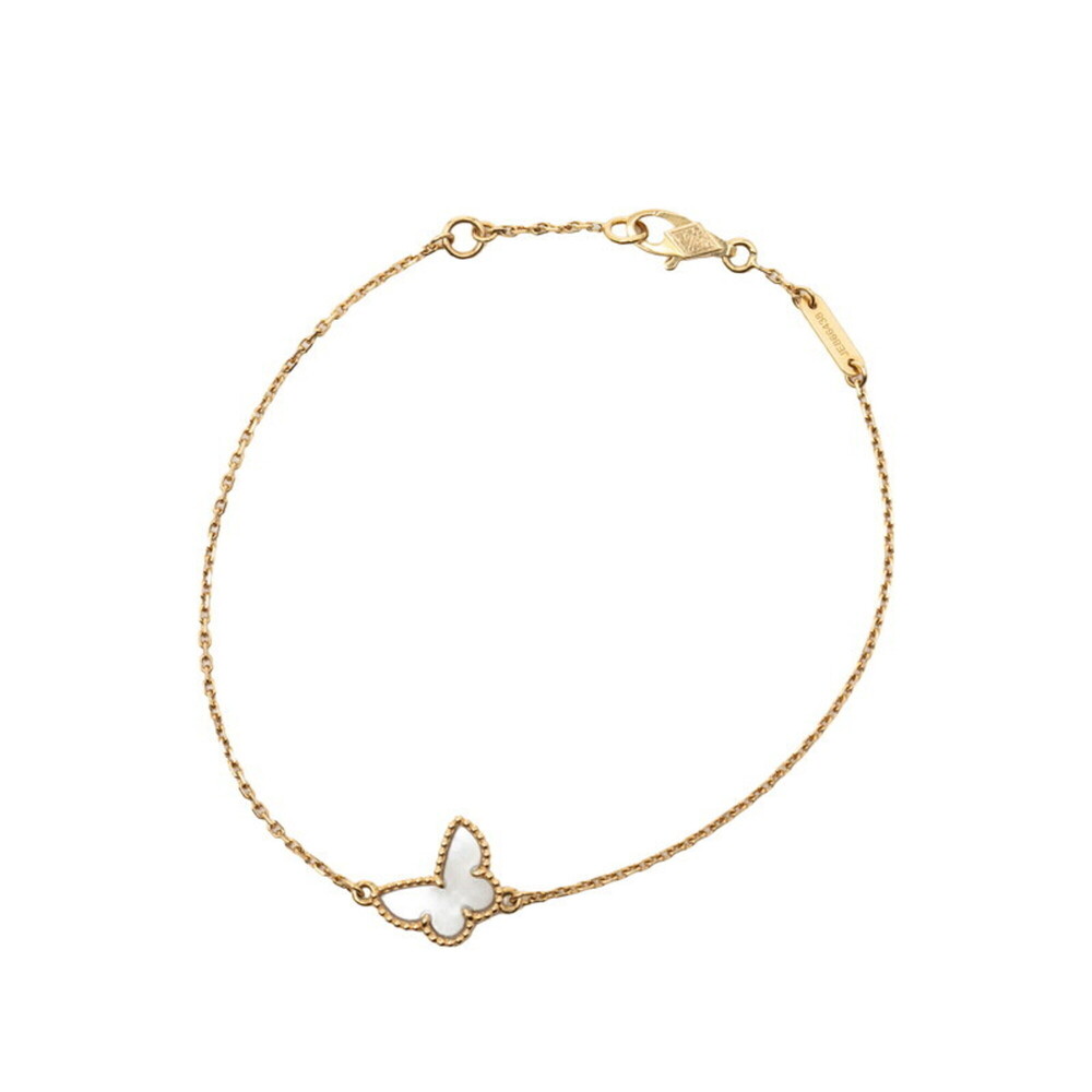 VAN CLEEF & ARPELS 18k Gold Pearl Papillon Charm Bracelet